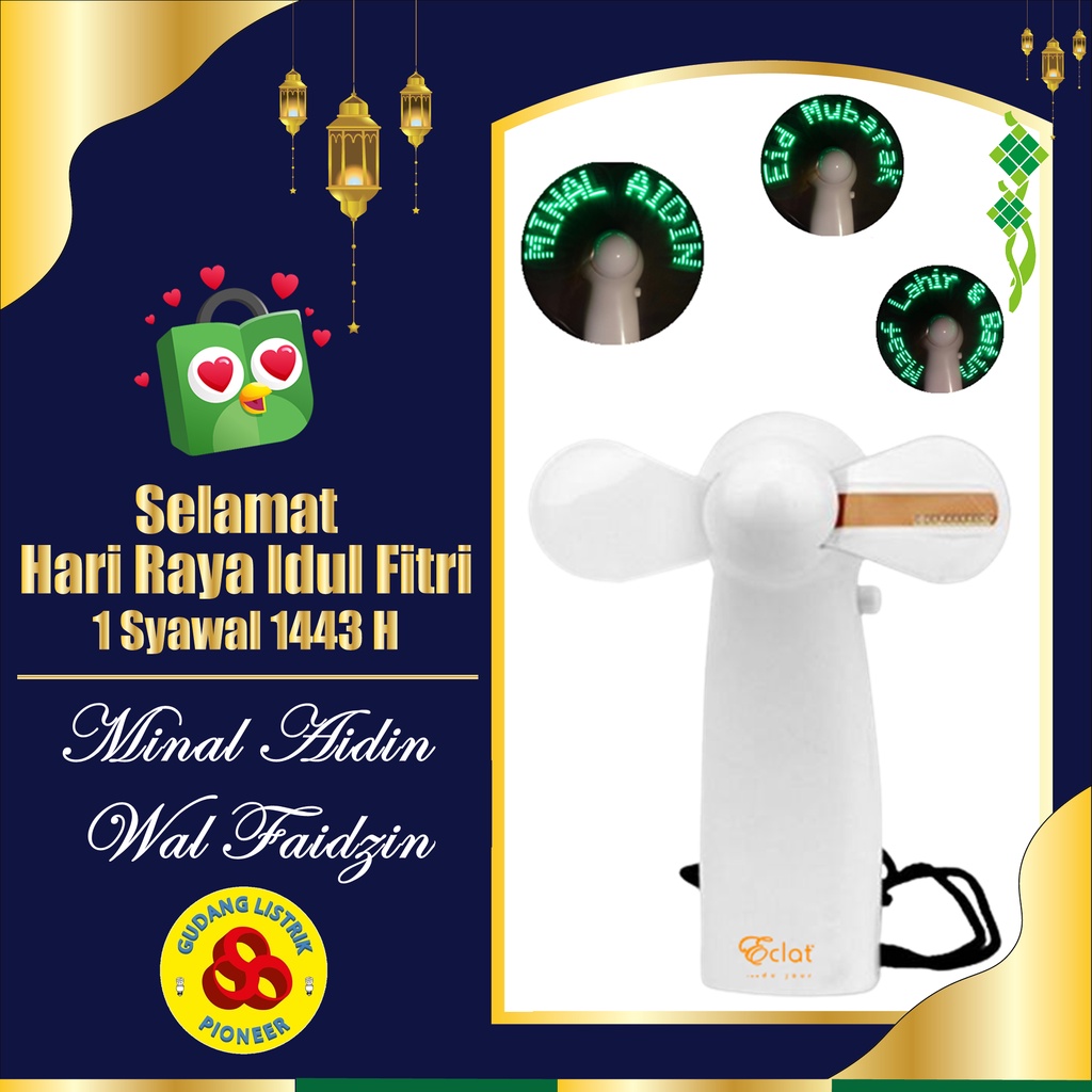 Eclat LED Mini Fan Dengan Pesan Souvenir Idul Fitri Minal Aidin