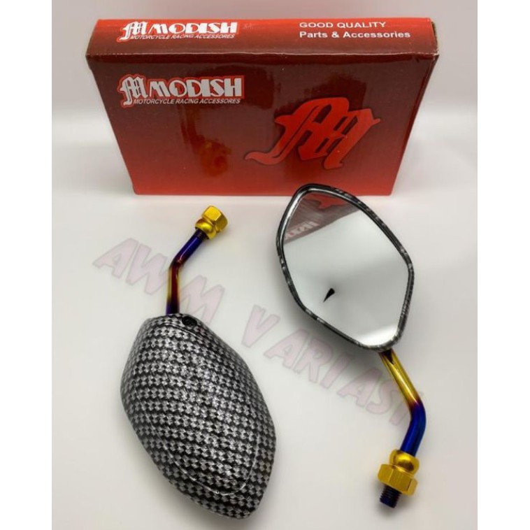 Spion Motor Model Beat Carbon Tangkai Pendek/Mini Two Tone Baet,Vario