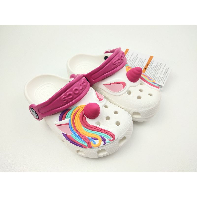 Crocs Kids Fun Lab Classic I AM Unicorn Clog / Sendal CROCS Unicorn / CROCS Anak / CROCS Anak Perempuan / Sandal CROCS Unicorn Tanduk Clog