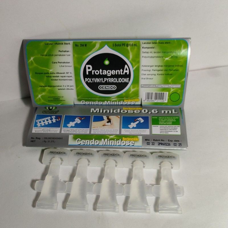 ProtagentA Cendo Minidose "Hrga strip isi 5 btl PE @ 0,6 mL" Cairan tetes air mata buatan