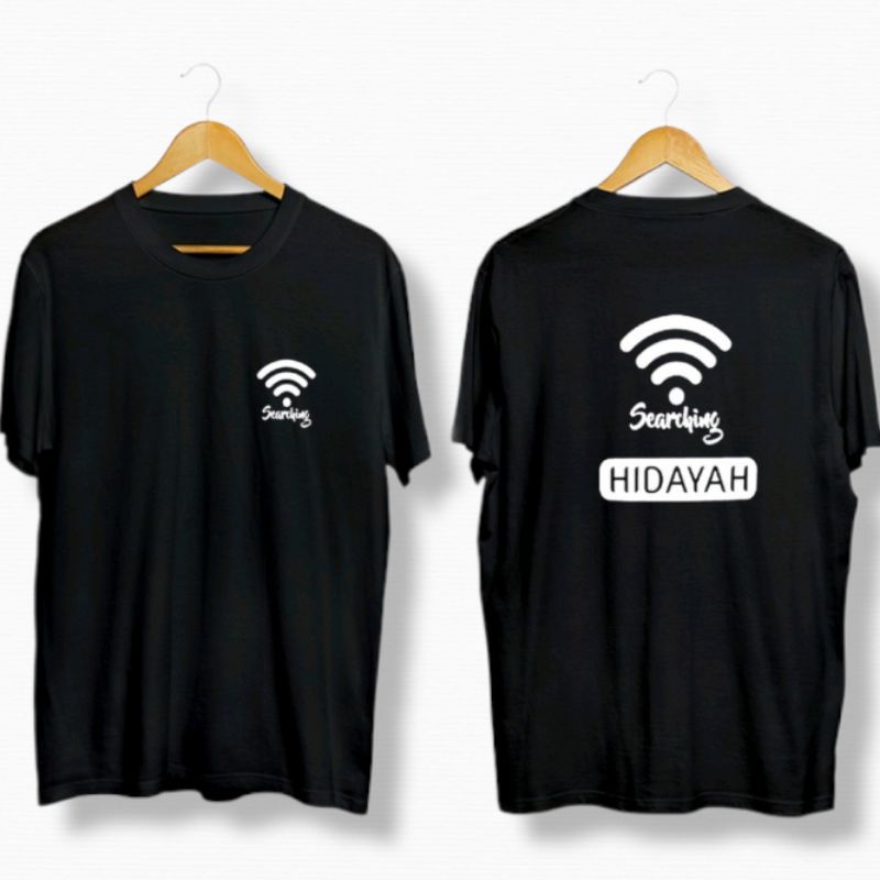 Baju Kaos Dakwah Distro Islami Pria Santri Salafy Islam Tukang Ngopi Kopi Hitam Pria Combed 30s-Searching hidayah