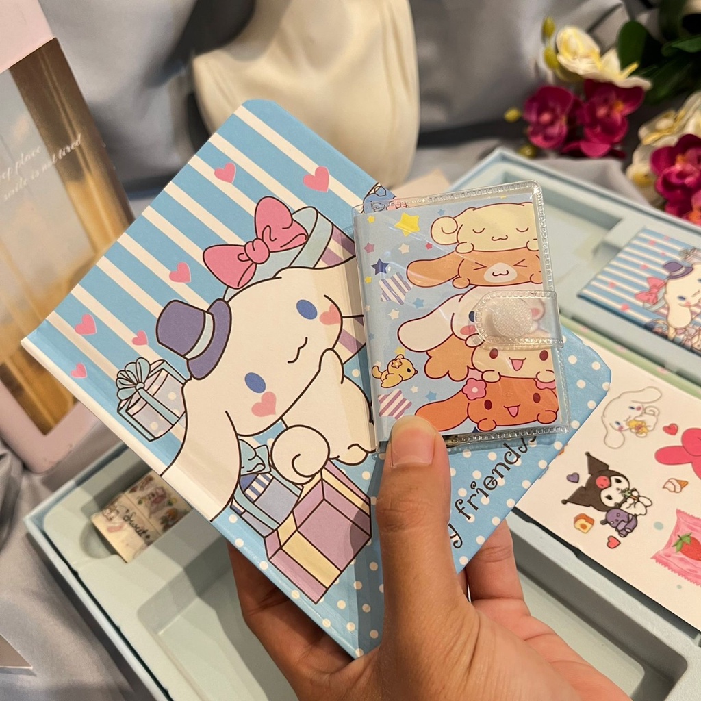 PAKET JURNAL 7 IN 1 MELODY CINNAMOROLL FREE BOX SUPER CUTE TERLENGKAP PAKET JOURNALING KARAKTER PEREMPUAN IMUT KOMPLIT SOUVENIR UNIK BISA GROSIR DAN COD