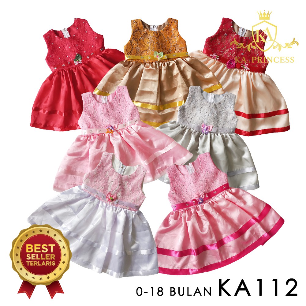 Gaun Pesta Anak 2 3 Tahun Dress Ulang Tahun Bayi Kado Import Baju Balita Mewah Bahan Satin Premium Brukat KA112