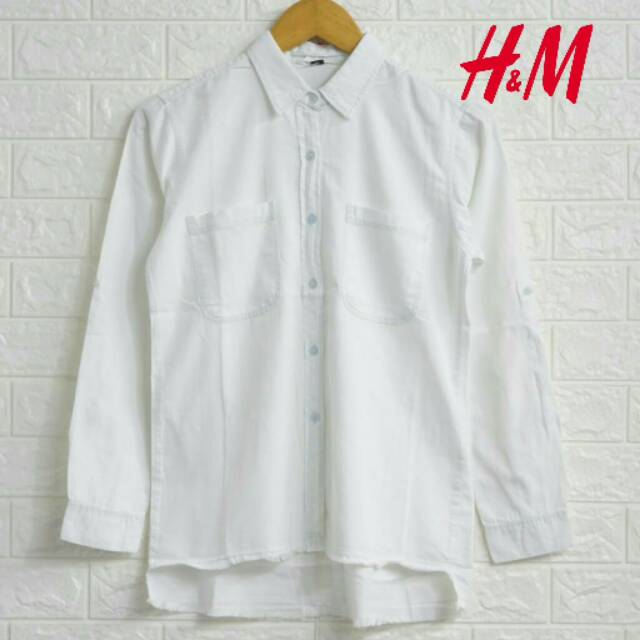 H&M kemeja kerja putih polos