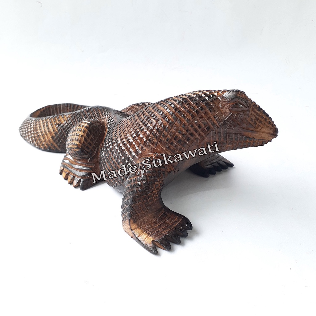 Kerajinan Patung kayu komodo hiasan ukiran biawak handmade bali