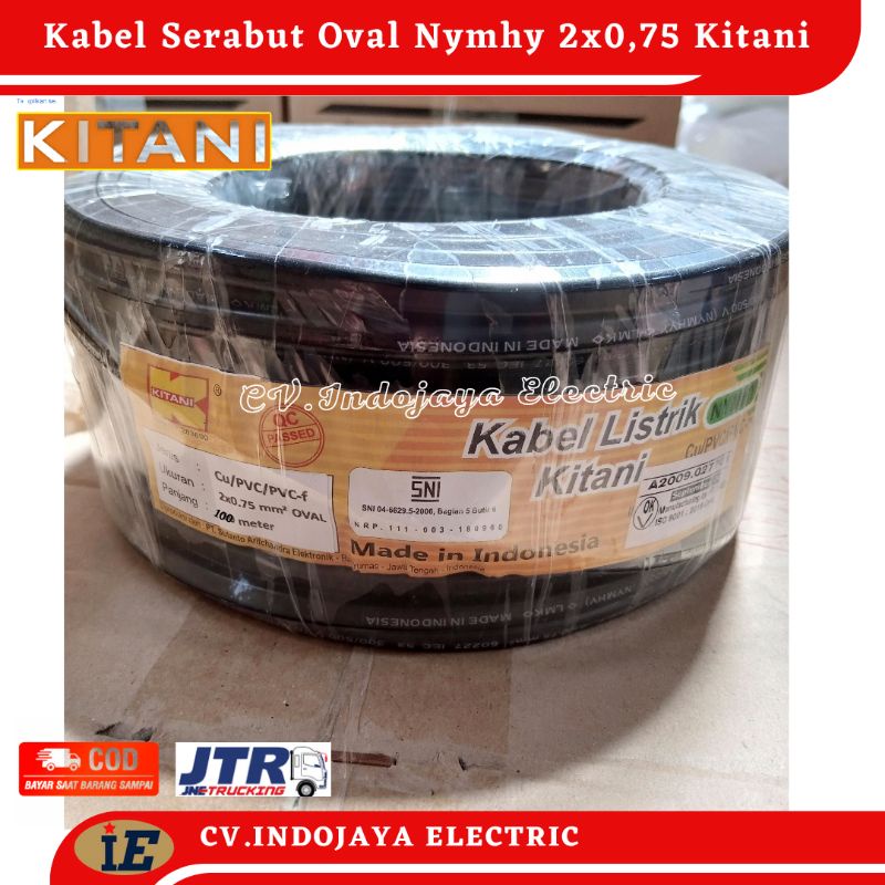 Kabel Listrik Serabut NYMHY 2x0,75 Hitam 100 Meter (Oval) Kabel Serabut Kitani