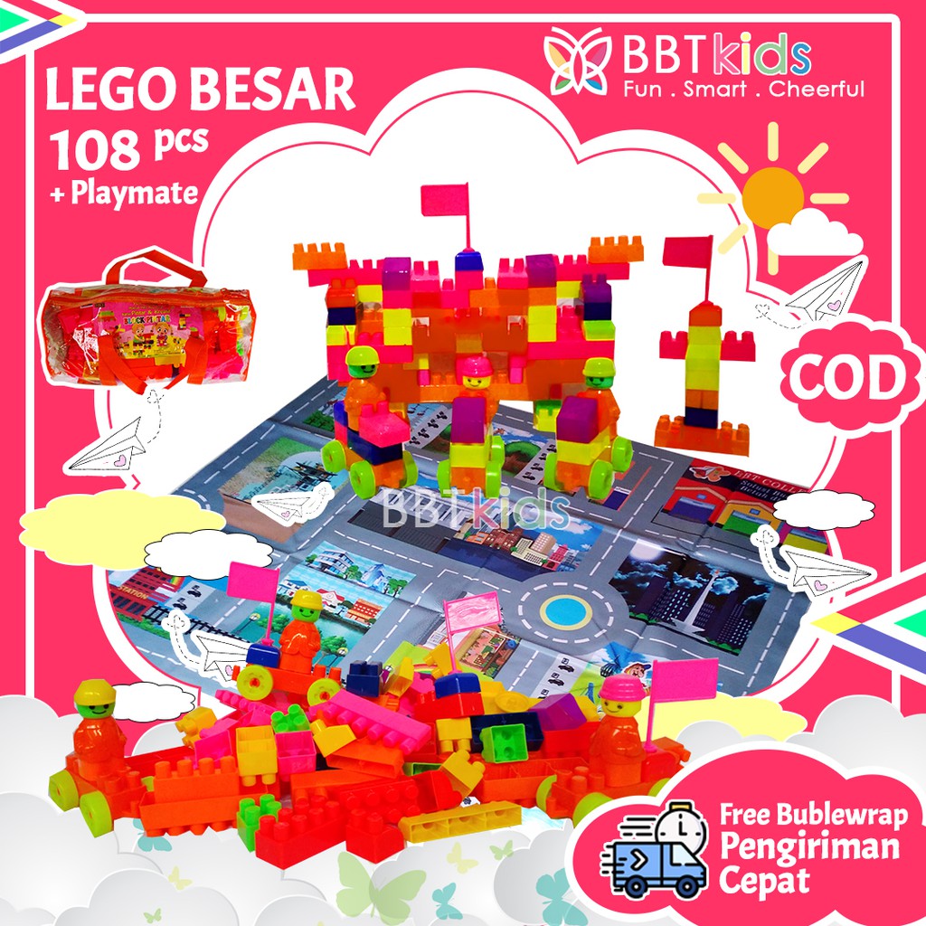 LEGO BESAR 108 PCS PLAYMAP PLAYMAT ROADMAP KARPET ALAS MAINAN MOBILAN SPORT RACING MAP