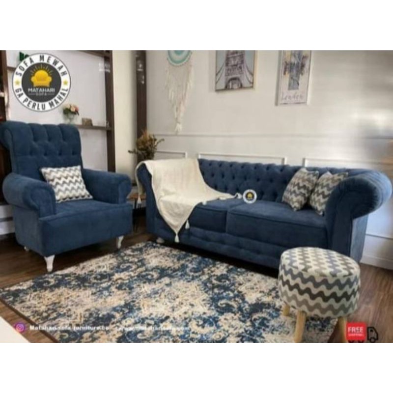 kursi chesterfield Sofa Minimalis Ruang Tamu  Mewah dan Elegant