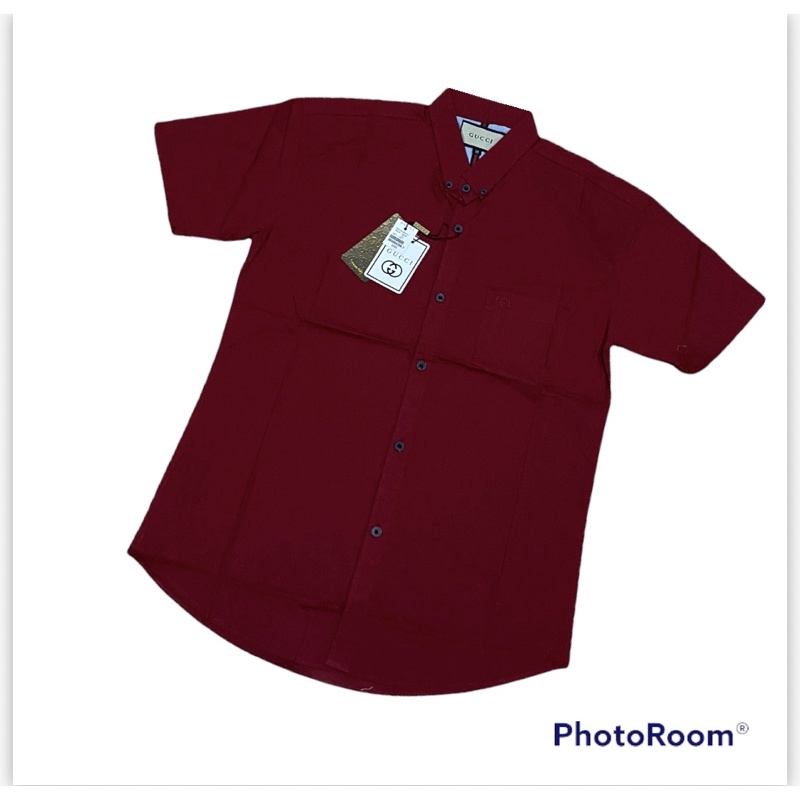 KEMEJA PRIA POLOS MERAH GUCCI