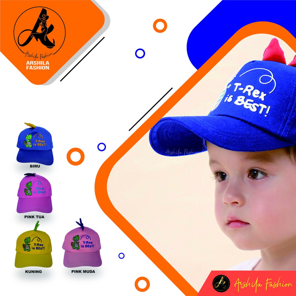 Topi Dino Motif Tyrex / Topi Anak Motif Tyrex / Topi Anak Dinosaurus T-Rex / Arshila_fashion