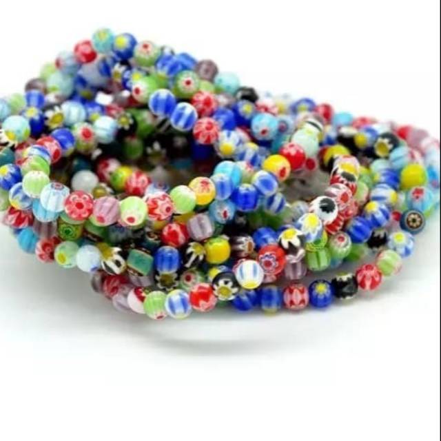 

Manik2 lampwork millefiory 6 mm isi 25 butir