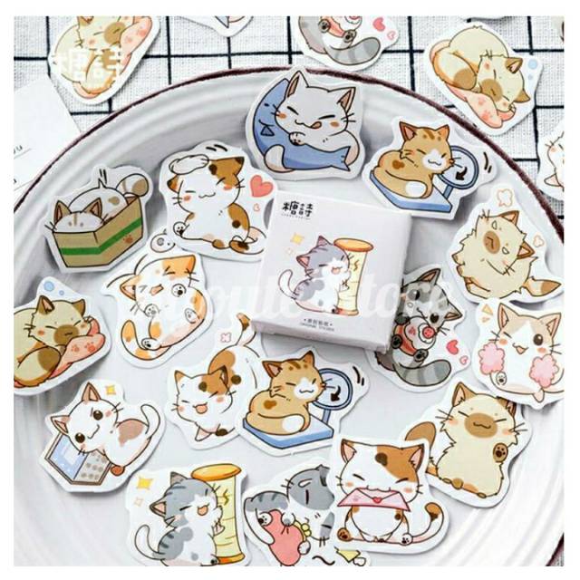 

Sticker Deco Kawaii Cute Cat Happy Emoji Scrapbook DIY Bujo School Journaling