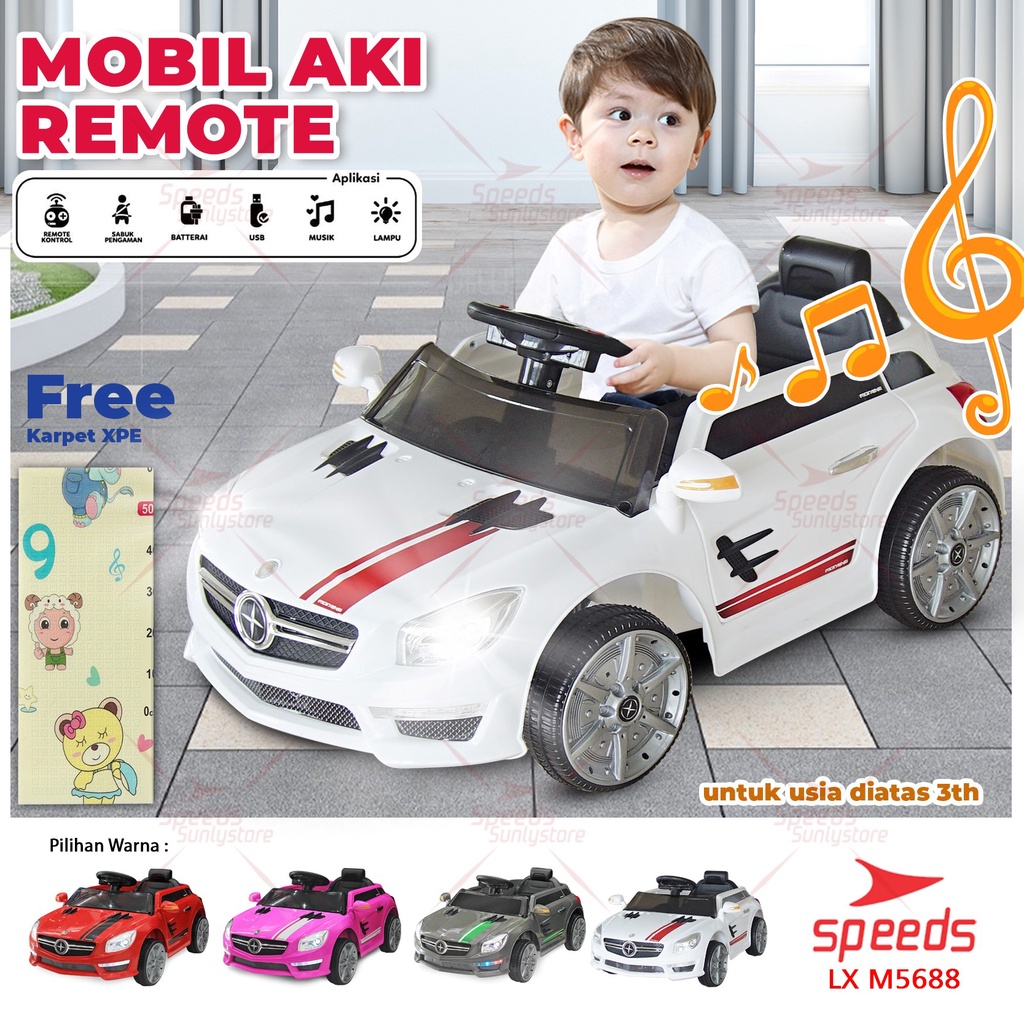 Mobil Aki Anak Mainan Anak Mobil Mini Mobil Aki Remote Model Mercedes Ban Karet Original PMB M5688