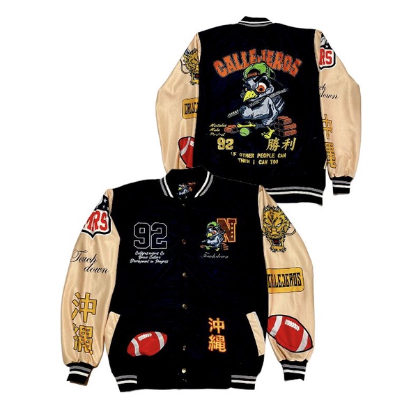 JACKET VARSITY BASEBAAL MOTIP TERBARU PRIA WANITA SAIZE L XL-Varsity calzeros