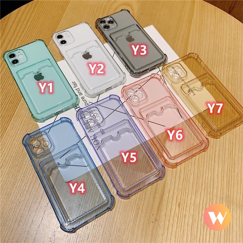 Soft Case TPU Transparan Shockproof Holder Kartu Cover Samsung A52 A13 A12 S22 Ultra A71 A02 A20 A30 A32 A72 A10s A22 M12 S22 A03s A21s M02 A03s A51