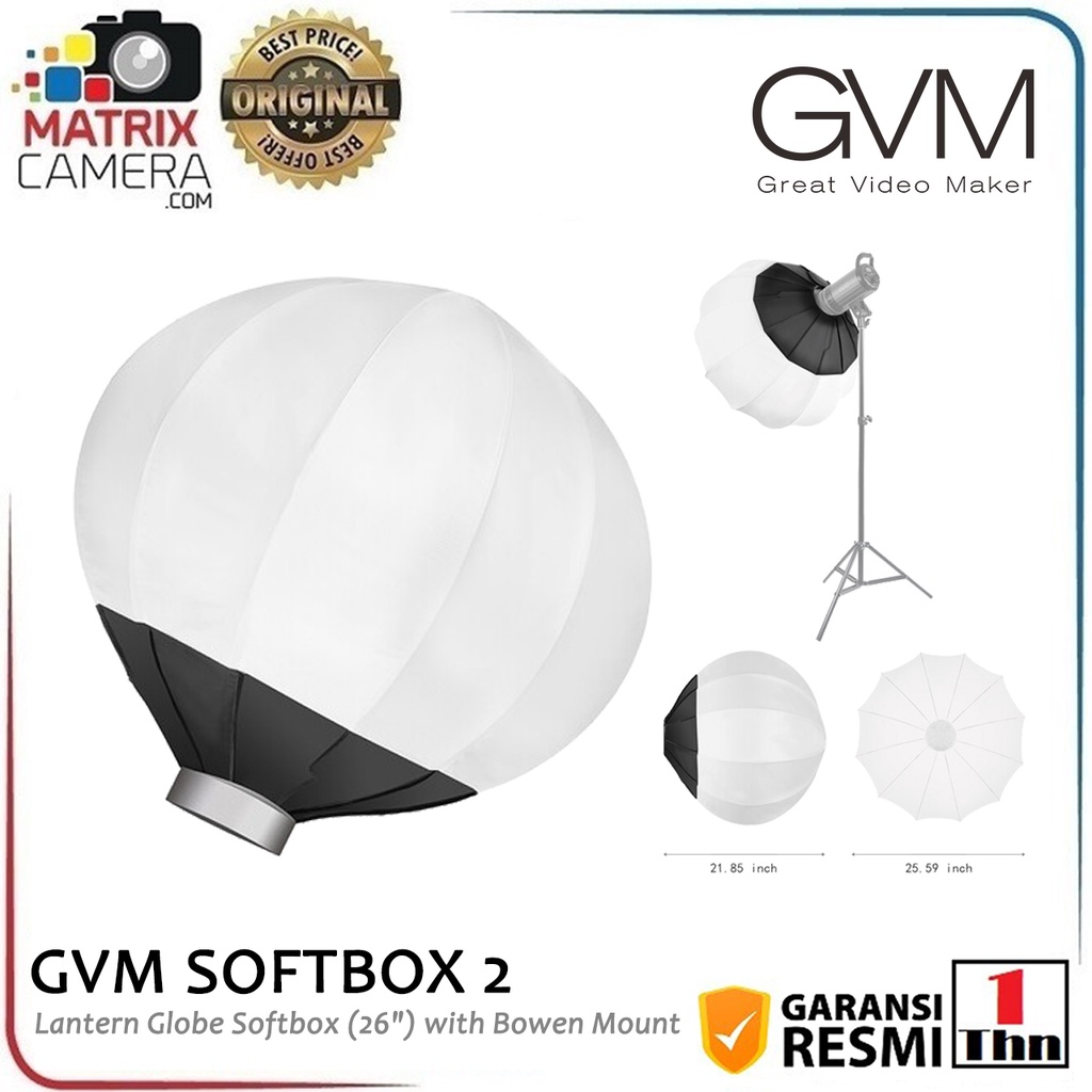 GVM SOFTBOX 2 26" Lantern Globe Softbox with Bowen Mount