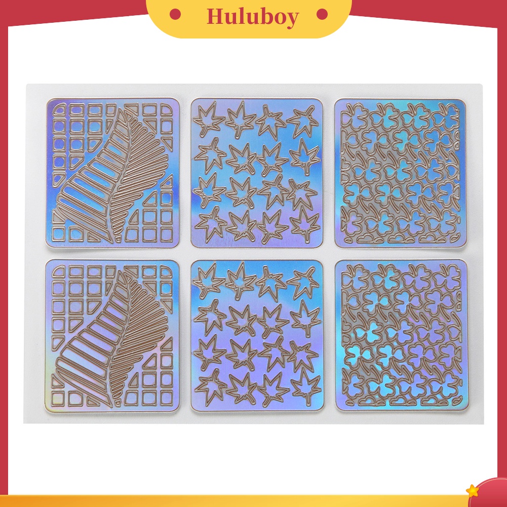 Huluboy Huluboy♡ 12 Lembar Cetakan Stempel Kuku Motif Garis Gelombang Hollow Untuk Manicure