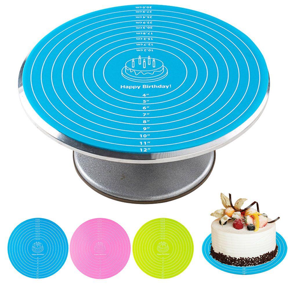 Solighter 12inch Alas Meja Putar Kue Gadget Dapur Adonan Fondant Tahan Suhu Tinggi Dengan Skala Ukuran