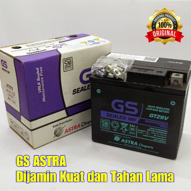 Jual GS ASTRA MF GTZ6V Aki Baterai Motor Vario 125 150 Beat Scoopy ESP