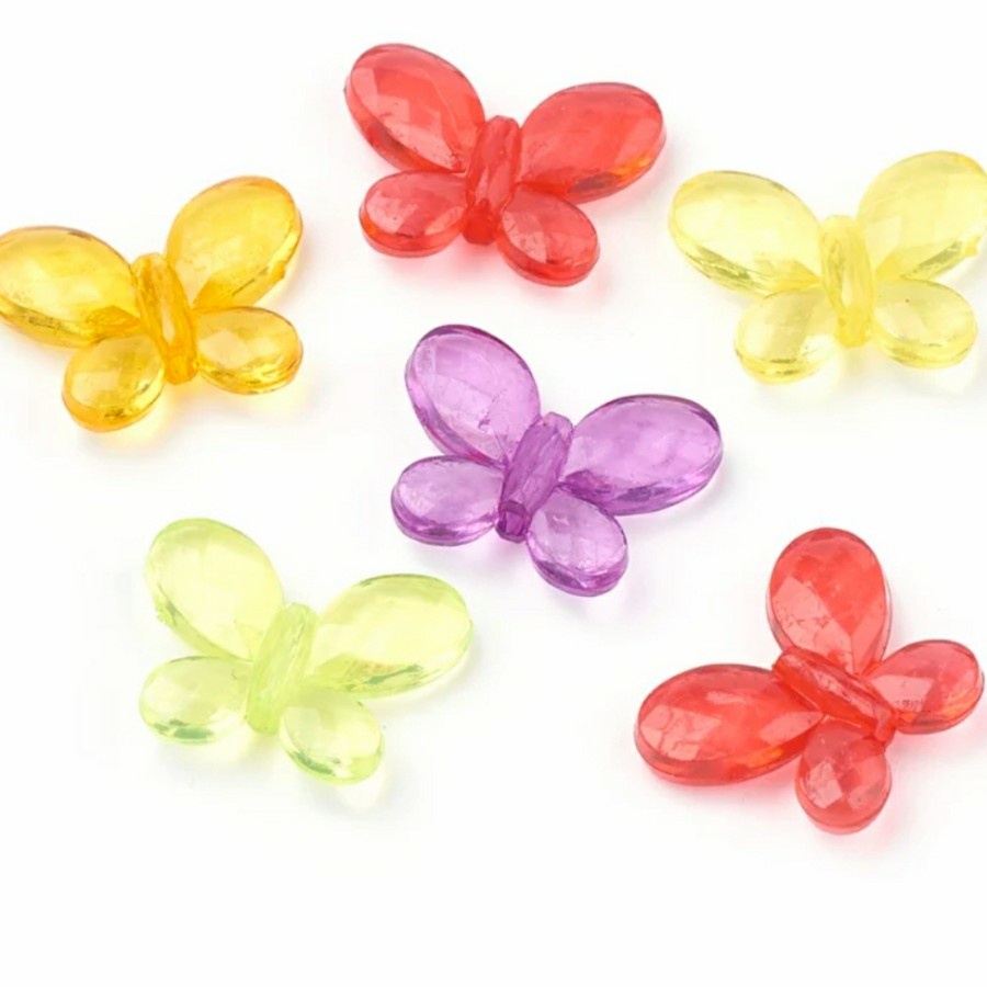 ISI 20PC MANIK MOTE AKRILIK BUTTERFLY BENING BAHAN KERAJINAN TANGAN CRAFT DIY CANTIK LUCU IMUT