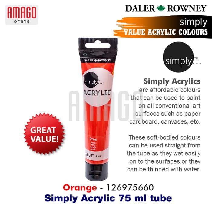 DALER-ROWNEY - SIMPLY ACRYLIC PAINT 75 ML - ORANGE - 126975660