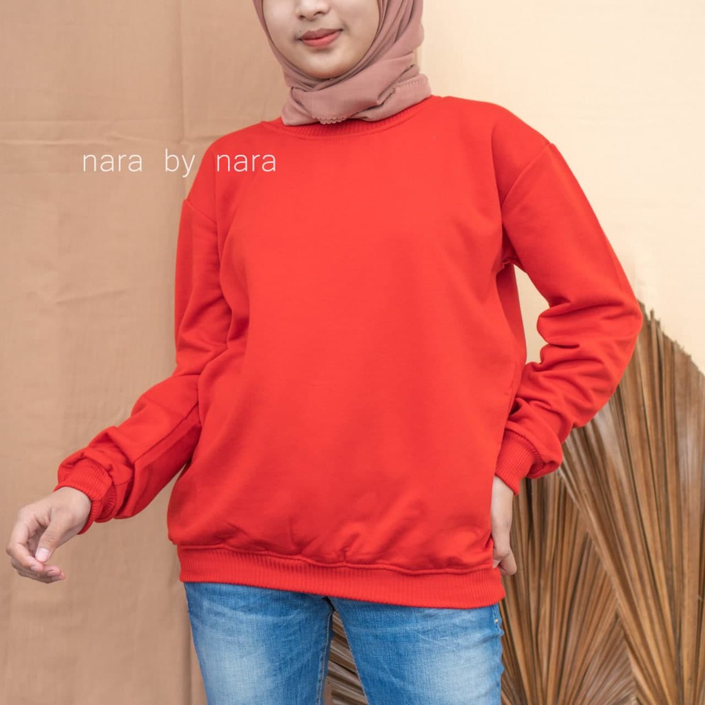 Nara Grosir - Basic Sweater l Sweater Polos l Sweater Pria dan Wanita-merah