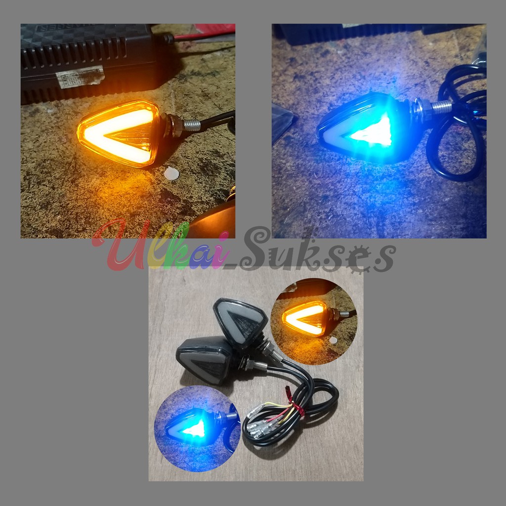 Lampu Sein Motor 032 l Variasi Aksesoris Lampu Sen Model Panah Mini 2 Cahaya 12V Arus DC Lampu Sen Belakang Vario 125 150 l Aerox l Vixion l RX King l X Abre l Dll Universal Murah