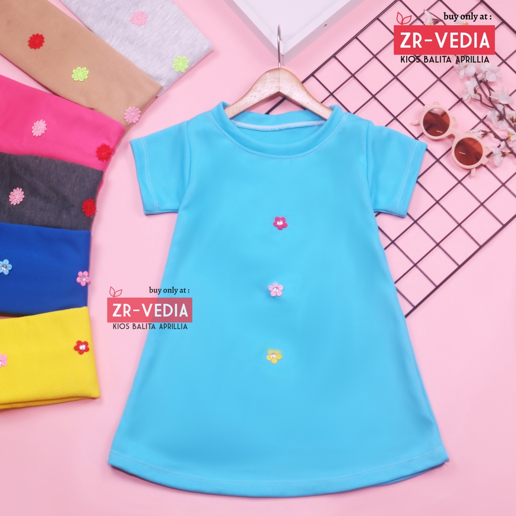 Dress Tasya uk 1-2 Tahun / Lengan Pendek Baju Bayi Anak Perempuan Tunik Blouse Atasan Murah