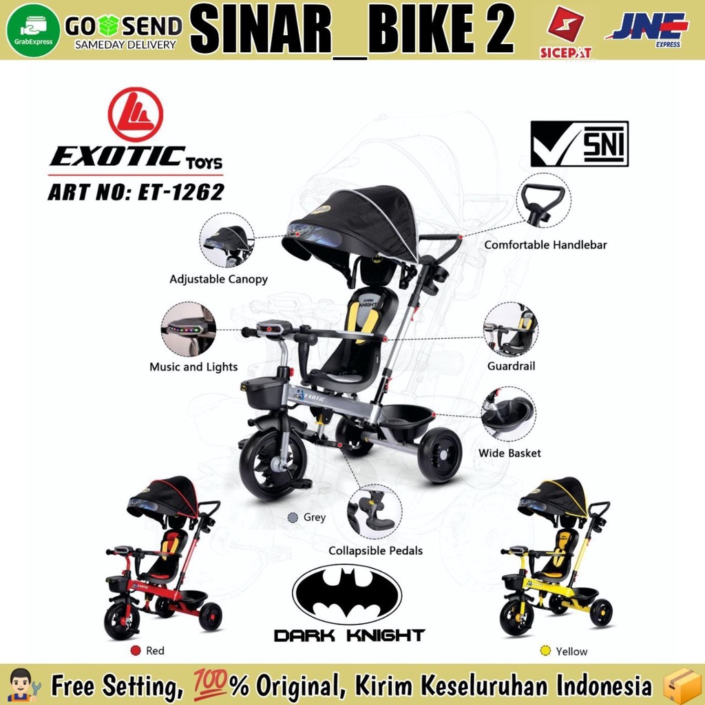 Sepeda Roda Tiga 3 EXOTIC ET-1262 &amp; ET-1261-1 Batman Dark Knight Tricycle Anak