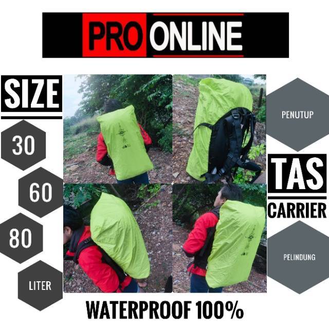 Daypack - Rain Cover -30lt -60lt -80lt cocok untuk Tas Carrier dari basah atau hujan