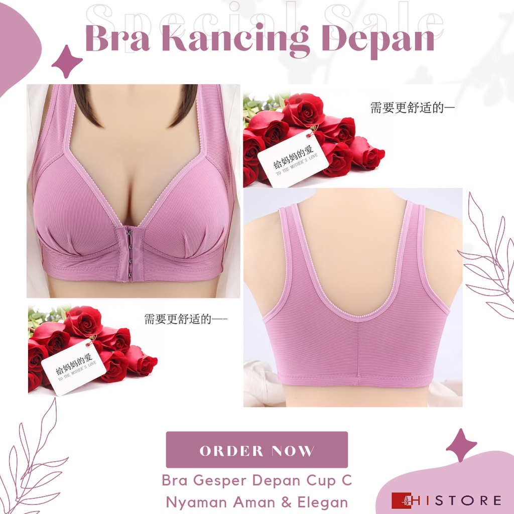 [HI] Bra Wanita Seamless Push Up Gesper Depan Kancing Depan Busa Tipis Tanpa Kawat Elegan 378