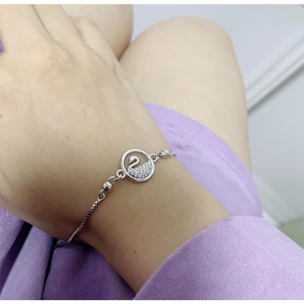 ✅COD gelang korea angsa gelang wanita titanium anti karat gelang titanium serut fashion perhiasan perak gelang tangan D321