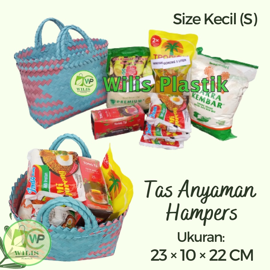 Tas Anyaman Plastik Murah Keranjang Belanja Tas Bingkisan Hampers Kecil (S) untuk Souvenir Parcel Snack Muat Thinwall Toples Kaleng Roti