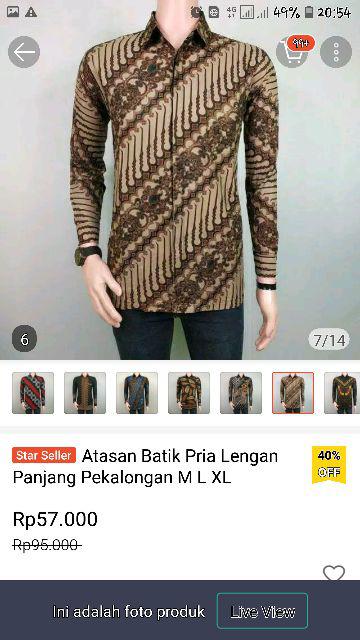 Atasan Batik Pria Lengan Panjang Pekalongan M L Xl