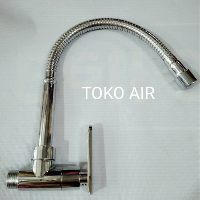 Kran sink tembok fleksibel stainless tebal Volk/ Kran cuci piring volk