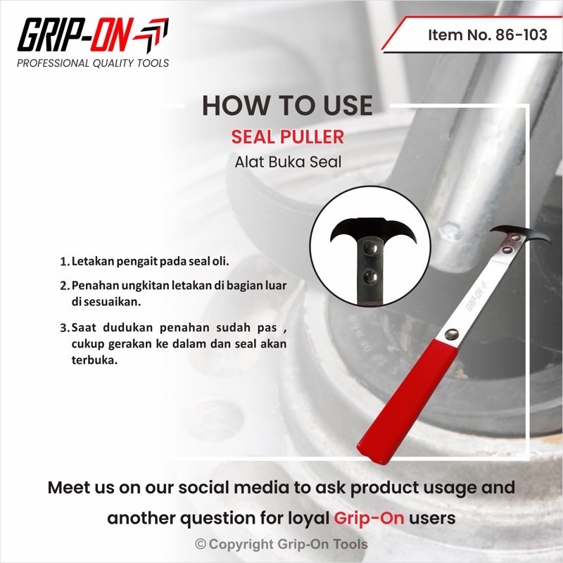 GRIP-ON SEAL PULLER ALAT CABUT SEAL MOTOR MOBIL SEAL REMOVER LEPAS SEAL PENCABUT SEAL KARET