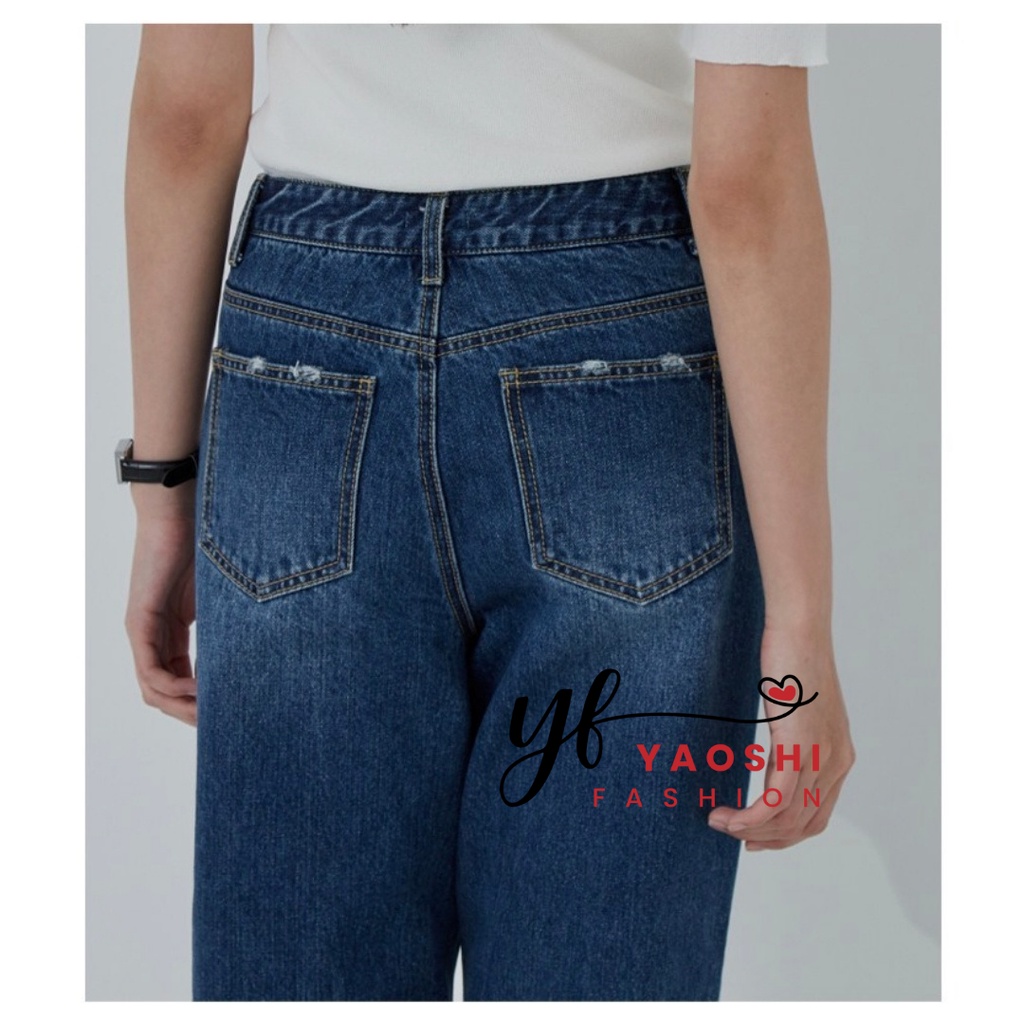 YAOSHI - Celana Panjang Jeans Wanita- HW Boyfrend Jeans street Style Gaya korea ANABELA