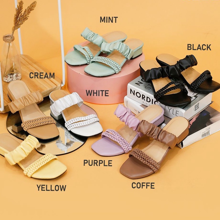 sandal heels wanita hak murah terbaru kekinian cantik 2021 A3