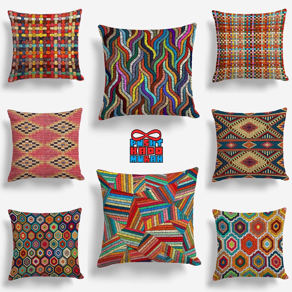 Bantal Sofa Print Motif Abstrak Art Bohemian Multicolor 40x40 cm - Pusat Kado Murah