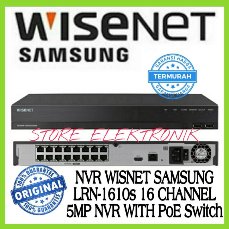 NVR Wisnet Samsung 16 CHN LRN-1610S 5MP NVR With PoE Switch Original