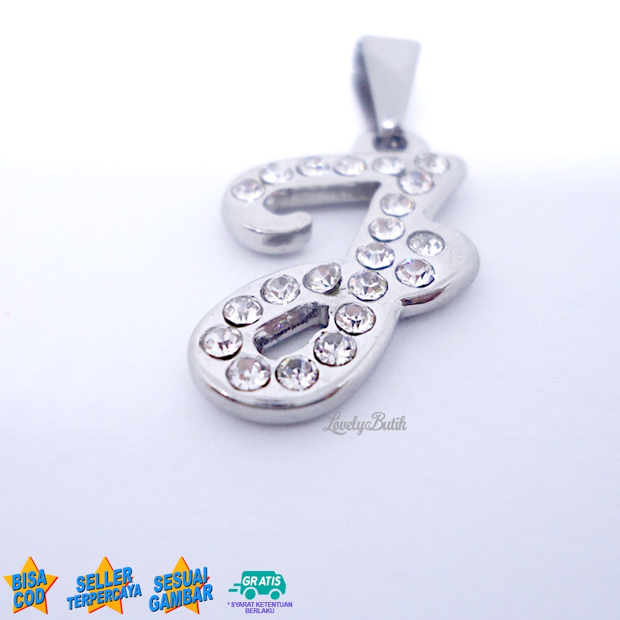 Lovelybutik Liontin Huruf Titanium Inisial J Klasik Emas Silver