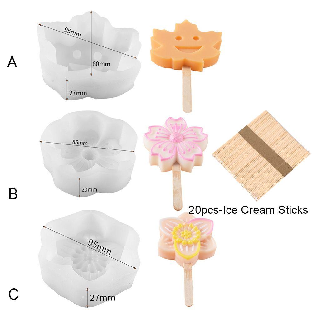 Solighter Cetakan Es Krim Lilin Bunga Sakura Popsicle Homemade Kristal Epoxy Resin