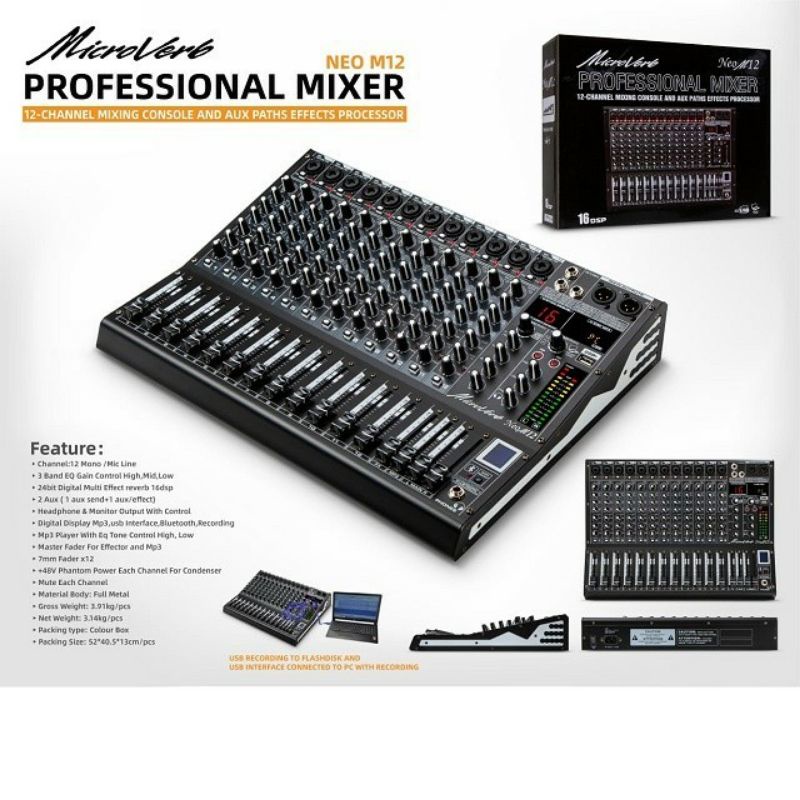 mixer microverb neo m12 original effect digital 16dsp mixer 12 channel model ashley super m12