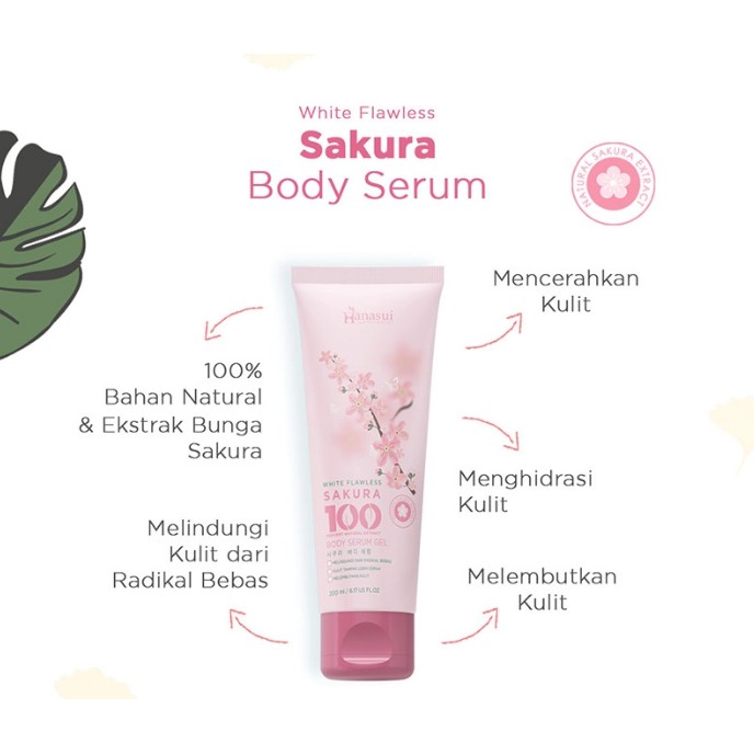 HANASUI Body Serum Gel 200ml | Aloe Vera Vit C Sakura BPOM