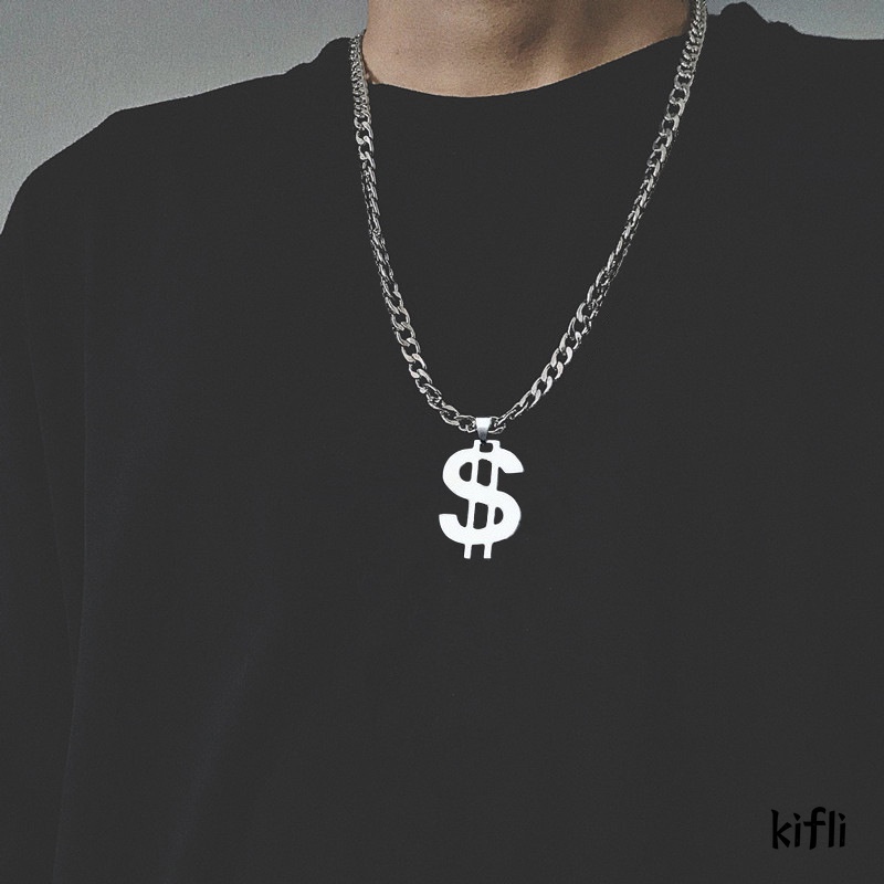 Kalung Liontin,Tanda Dolar,Baja Titanium Hip Hop Kepribadian Baja