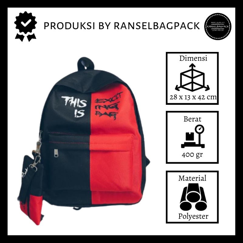 Tas Ransel Pria - Tas Sekolah Kuliah Kerja Traveling Backpack Punggung Bahu Model Korea Fashion Terbaru Termurah Kekinian Kualitas Premium Import Lokal Original Casual Simpel Elegan Stylish Remaja Dewasa Unisex Laki-laki Cowok