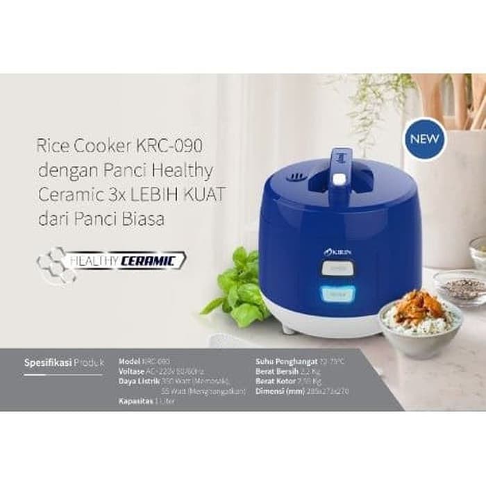 Rice Cooker KRC-090 BLUE 1.0 Liter Kirin