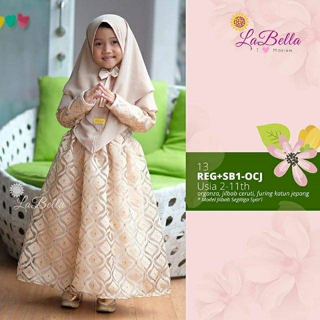 Gamis pesta anak / Labella / organza / coklat