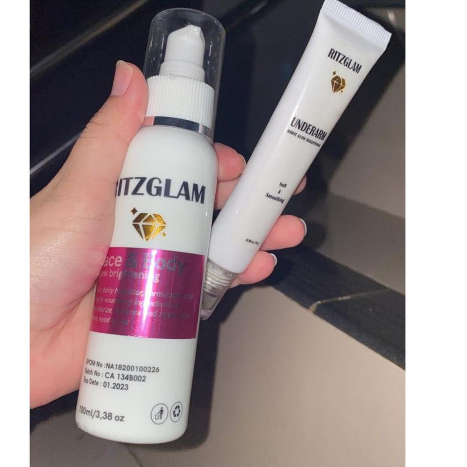 Dijual  ★ Bundle Ritzglam Face & Body Glow Brightening + Underarm Whitening  (Dijual Murah) QI