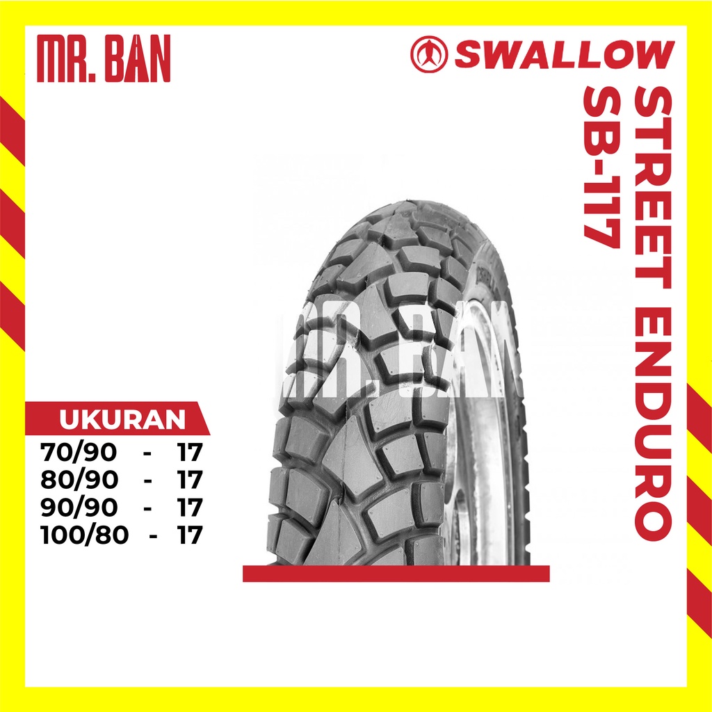 BAN MOTOR RING 17 SWALLOW STREET ENDURO SB-117 TUBELES UKURAN  70/90 80/90 90/90 100/80 TL